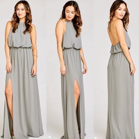 Show Me Your MuMu Heather Maxi Dress Halter Charcoal Med SMYMM NWOT - Picture 2 of 8